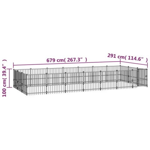  Kojec zewnętrzny dla psa, stalowy, 19,76 m²