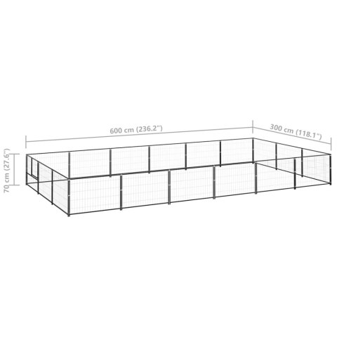  Kojec dla psa, czarny, 18 m², stalowy