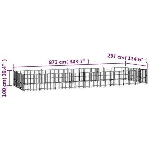  Kojec zewnętrzny dla psa, stalowy, 25,4 m²