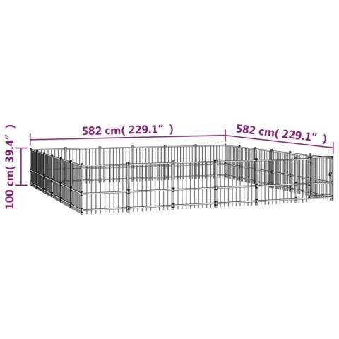  Kojec zewnętrzny dla psa, stalowy, 33,87 m²