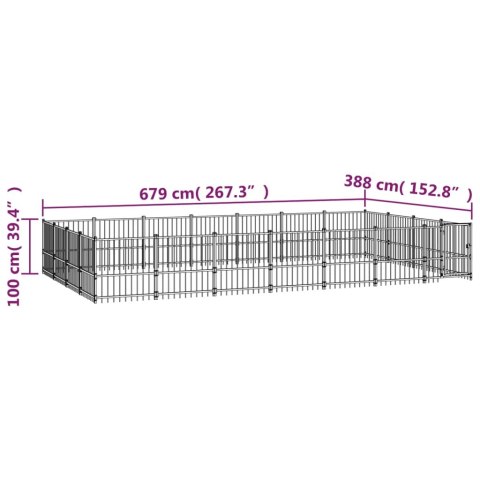  Kojec zewnętrzny dla psa, stalowy, 26,35 m²