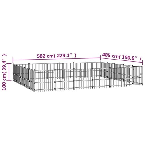  Kojec zewnętrzny dla psa, stalowy, 28,23 m²