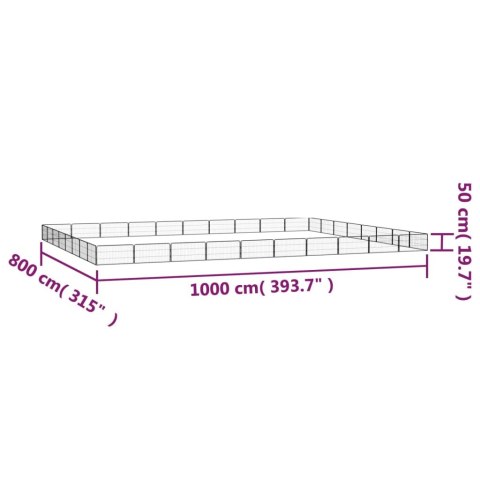  Kojec dla psa, 36 panele, czarny, 100x50 cm, stal