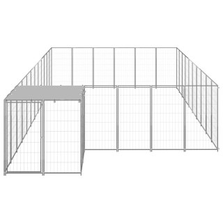  Kojec dla psa, srebrny, 19,36 m², stalowy