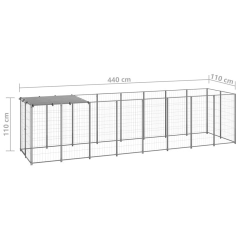  Kojec dla psa, srebrny, 4,84 m², stalowy