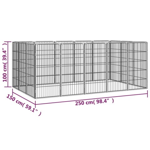  Kojec dla psa, 16 paneli, czarny, 50x100 cm, stal