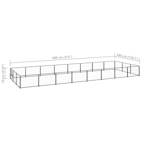  Kojec dla psa, czarny, 24 m², stalowy