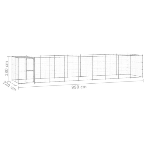  Kojec dla psa, z zadaszeniem, stal galwanizowana, 21,78 m²