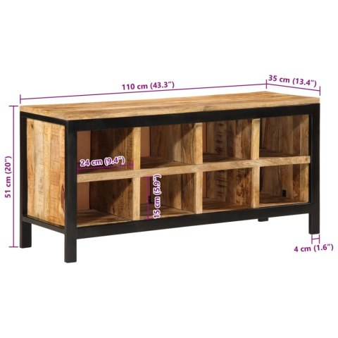  Ławka z miejscem na buty, 110x35x51 cm, surowe drewno mango