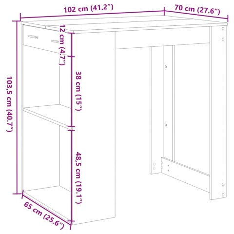  Stolik barowy, czarny, 102x70x103,5 cm, materiał drewnopochodny