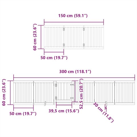  Składana bramka dla psa, z drzwiami, 12 paneli, biała, 600 cm