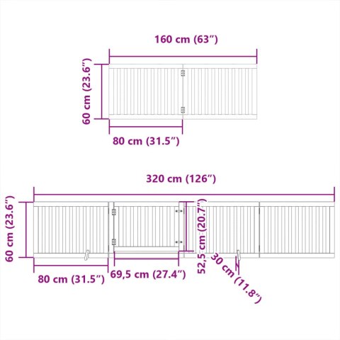  Składana bramka dla psa, z drzwiami, 8 paneli, biała, 640 cm