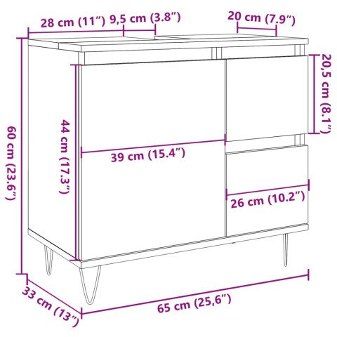  Szafka pod umywalkę, stare drewno, 65x33x60 cm