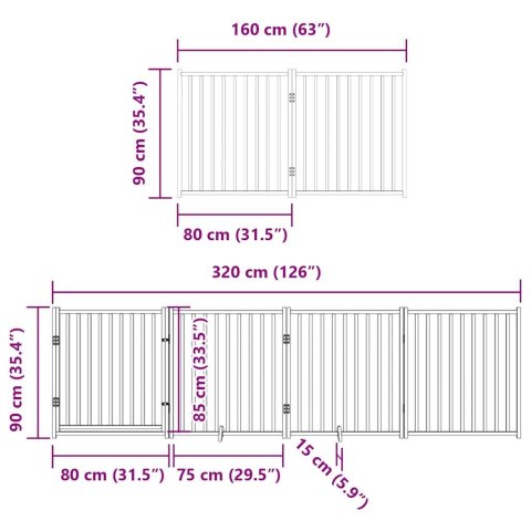  Składana bramka dla psa, z drzwiami, 12 paneli, brązowa, 960 cm