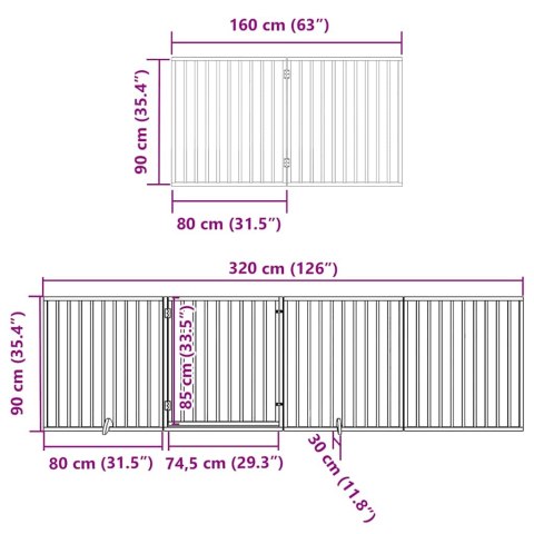  Składana bramka dla psa, z drzwiami, 8 paneli, biała, 640 cm