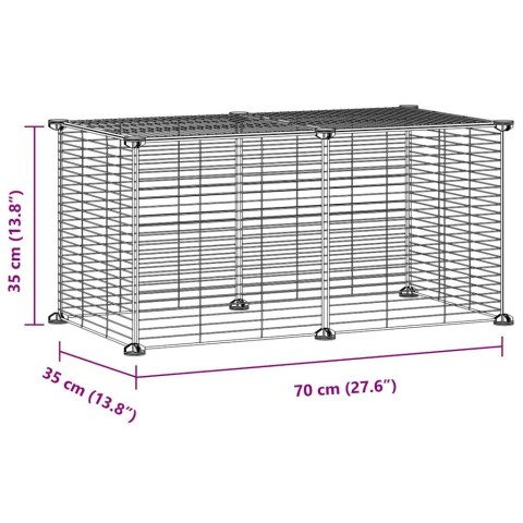  Klatka dla zwierząt, 8 paneli, czarna, 35x35 cm, stalowa