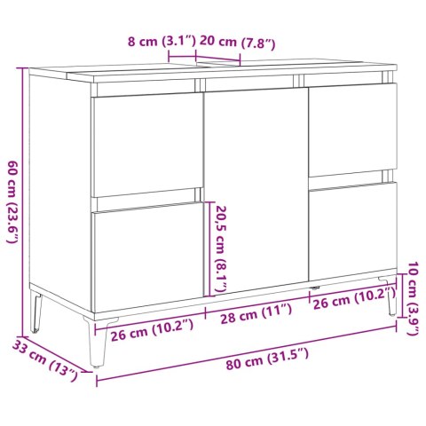  Szafka pod umywalkę, stare drewno, 80x33x60 cm