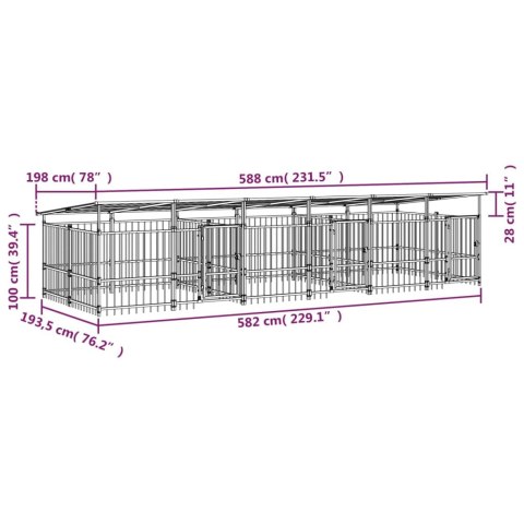  Kojec dla psa z zadaszeniem, stalowy, 11,26 m²