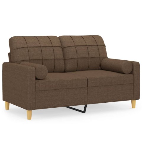  2-osobowa sofa z poduszkami, brązowa, 120 cm, tkanina