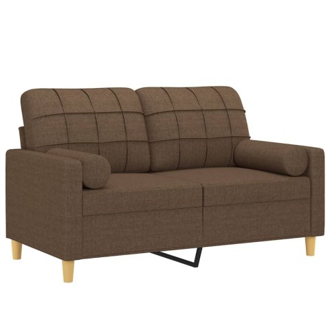  2-osobowa sofa z poduszkami, brązowa, 120 cm, tkanina