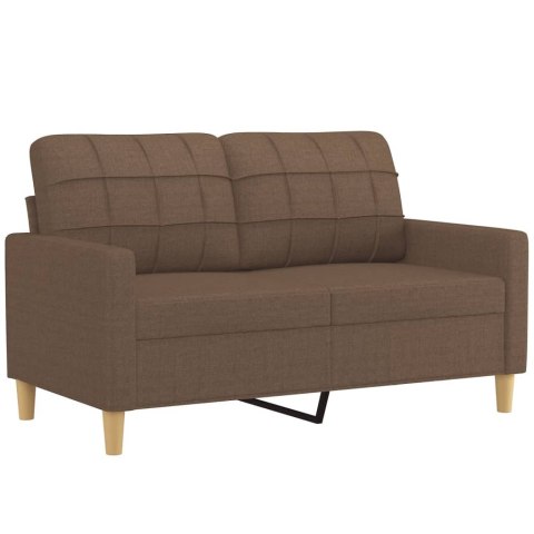  2-osobowa sofa z poduszkami, brązowa, 120 cm, tkanina