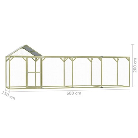  Klatka dla drobiu, 6x1,5x2 m, impregnowane drewno sosnowe