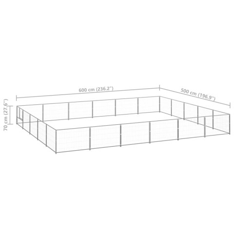  Kojec dla psa, srebrny, 30 m², stalowy