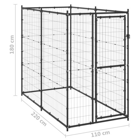  Zewnętrzny kojec dla psa, stalowy, 110x220x180 cm