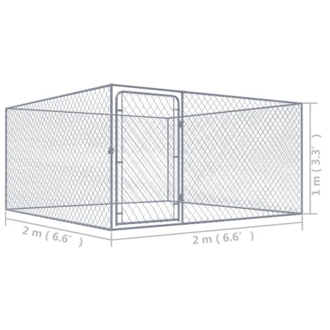  Kojec dla psa z galwanizowanej stali, 2 x 2 x 1 m