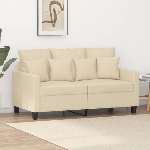  2-osobowa sofa, kremowa, 120 cm, tapicerowana tkaniną