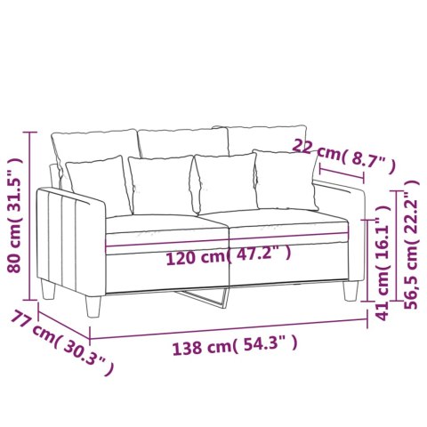  2-osobowa sofa, kremowa, 120 cm, tapicerowana tkaniną