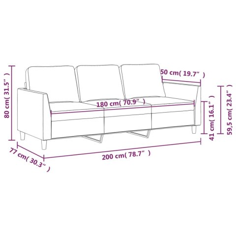  3-osobowa sofa, kremowa, 180 cm, sztuczna skóra