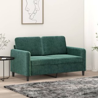  Sofa 2-osobowa, ciemnozielona, 120 cm, tapicerowana aksamitem