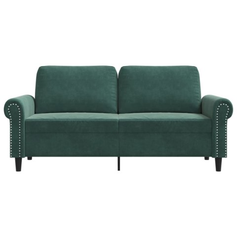  Sofa 2-osobowa, ciemnozielona, 140 cm, tapicerowana aksamitem