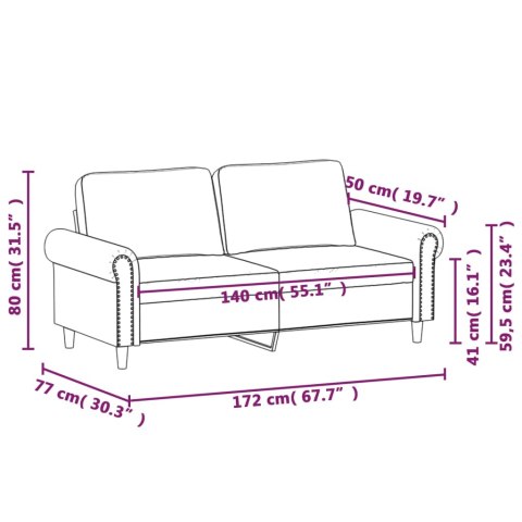  Sofa 2-osobowa, ciemnozielona, 140 cm, tapicerowana aksamitem