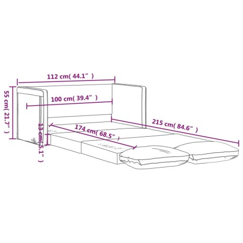  Sofa podłogowa 2-w-1, ciemnoszara, 112x174x55 cm, tkanina