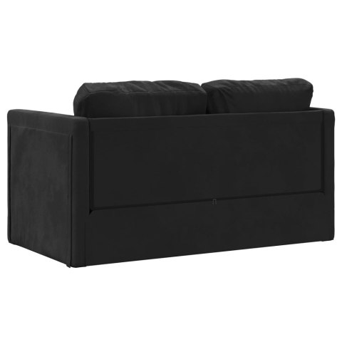  Sofa podłogowa 2-w-1, czarna, 122x204x55 cm, aksamit