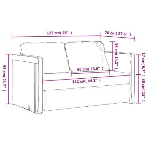  Sofa podłogowa 2-w-1, czarna, 122x204x55 cm, aksamit