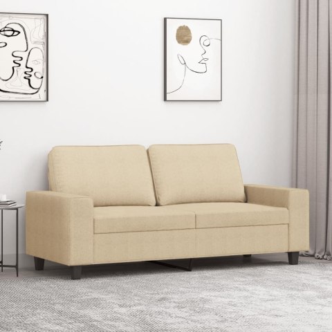  2-osobowa sofa, kremowa, 140 cm, tapicerowana tkaniną