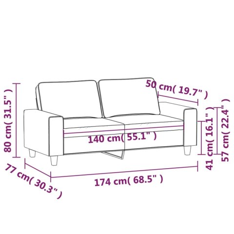  2-osobowa sofa, kremowa, 140 cm, tapicerowana tkaniną