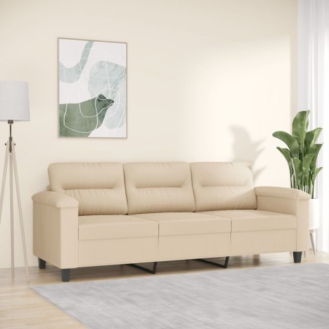  3-osobowa sofa, kremowa, 180 cm, tapicerowana mikrofibrą