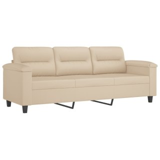  3-osobowa sofa, kremowa, 180 cm, tapicerowana mikrofibrą