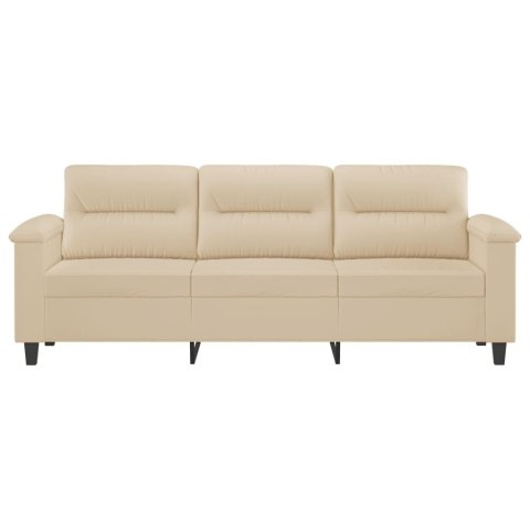  3-osobowa sofa, kremowa, 180 cm, tapicerowana mikrofibrą