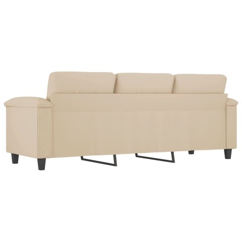  3-osobowa sofa, kremowa, 180 cm, tapicerowana mikrofibrą