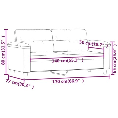  Sofa 2-osobowa, kremowy, 140 cm, tapicerowana mikrofibrą