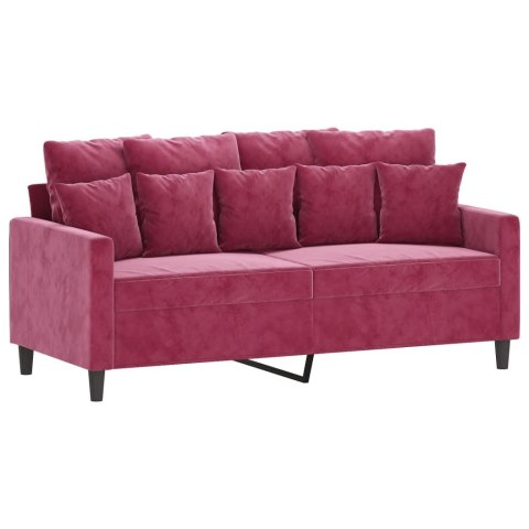  Sofa 2-osobowa, winna czerwień, 140 cm, tapicerowana aksamitem