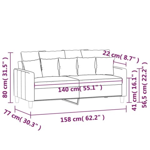  Sofa 2-osobowa, winna czerwień, 140 cm, tapicerowana aksamitem