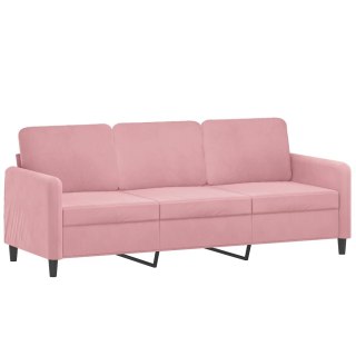  Sofa 3-osobowa, różowa, 180 cm, obita aksamitem