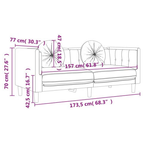  Sofa 2-osobowa z poduszkami, ciemnoszara, aksamit