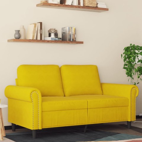  Sofa 2-osobowa, żółta, 120 cm, tapicerowana aksamitem